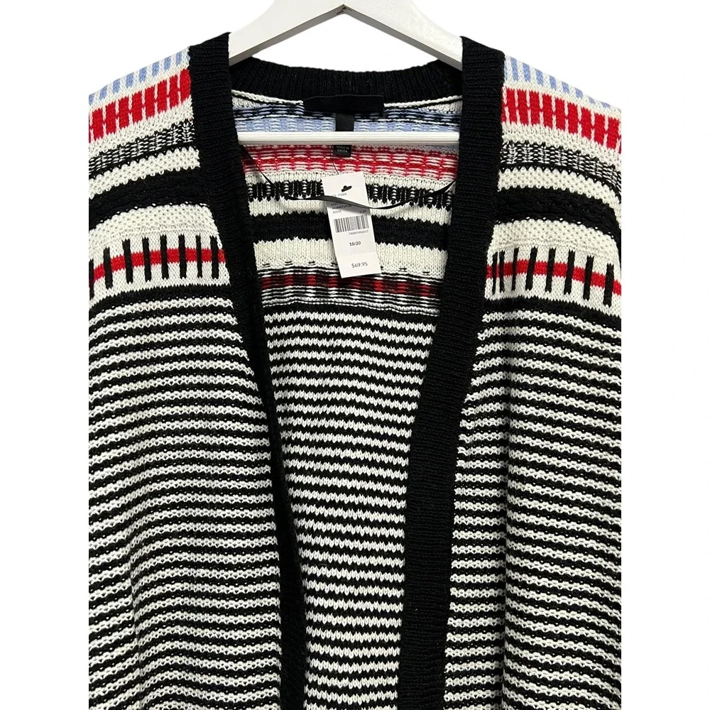Lane Bryant Sweater Womens 18/20 Black White Stripe‎ Open Front Cardigan Knit